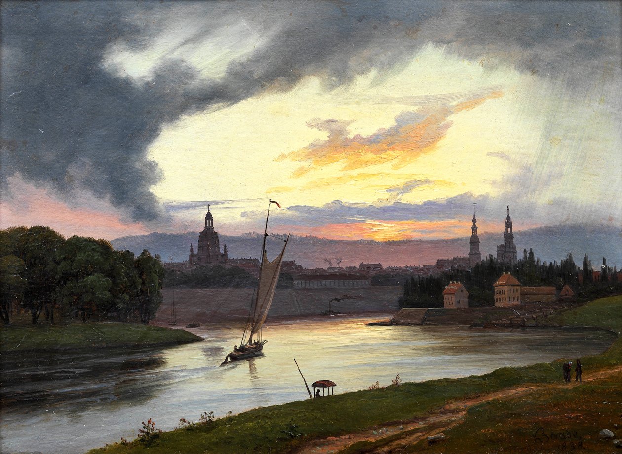 Norueguês:  Dresden ao pôr do sol Dresden ao pôr do sol de Knud Baade