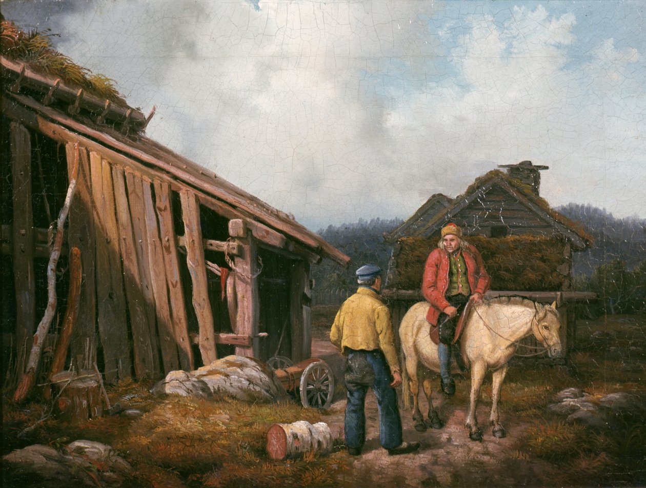 Homem a cavalo (óleo sobre tela) de Knud Bergslien
