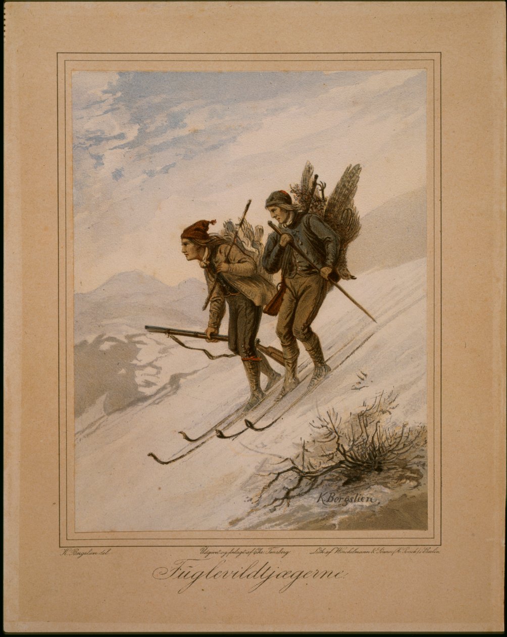 Wild Bird Hunters (aguarela sobre papel) de Knud Bergslien