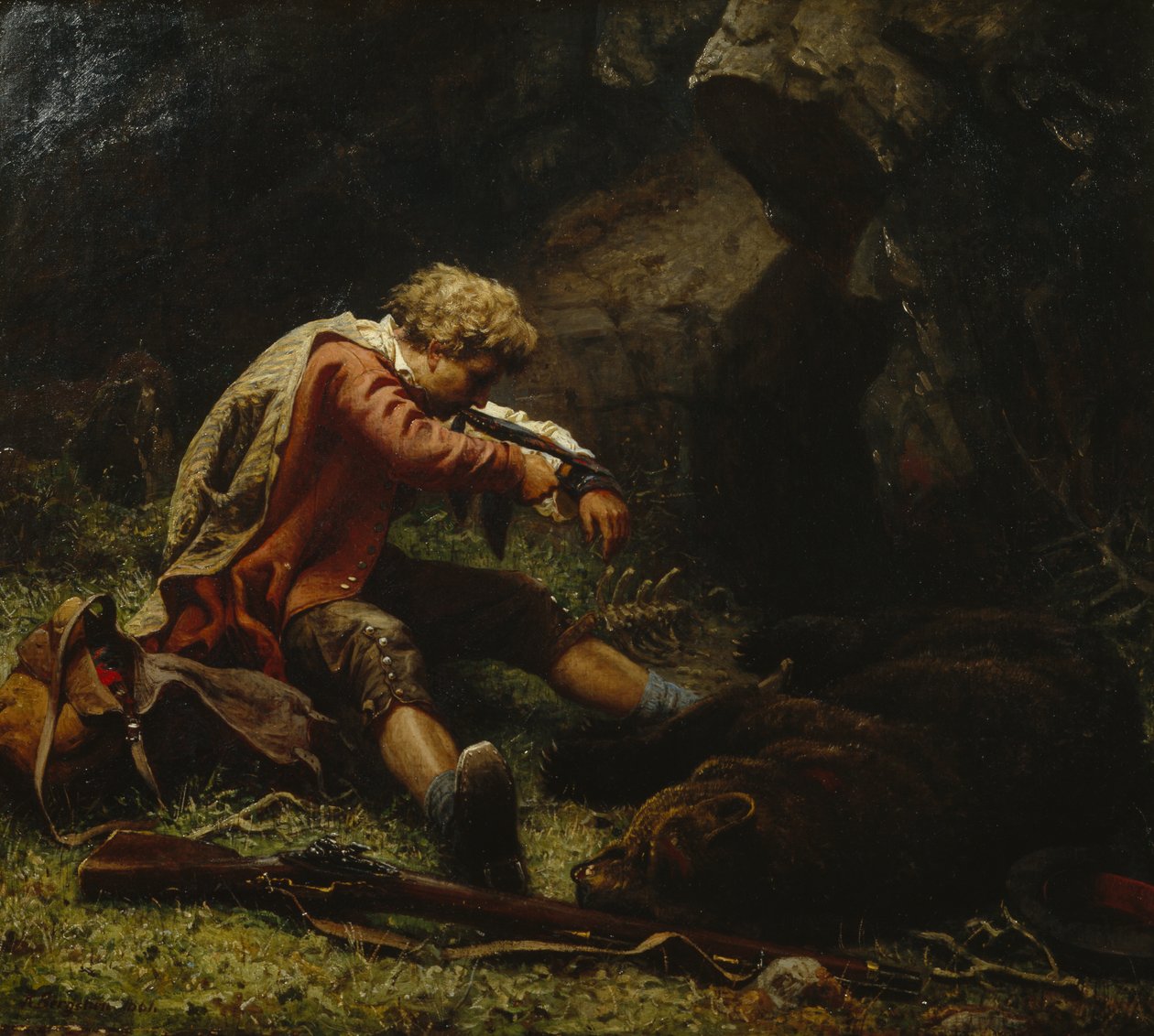 Caçador de ursos feridos de Knud Bergslien