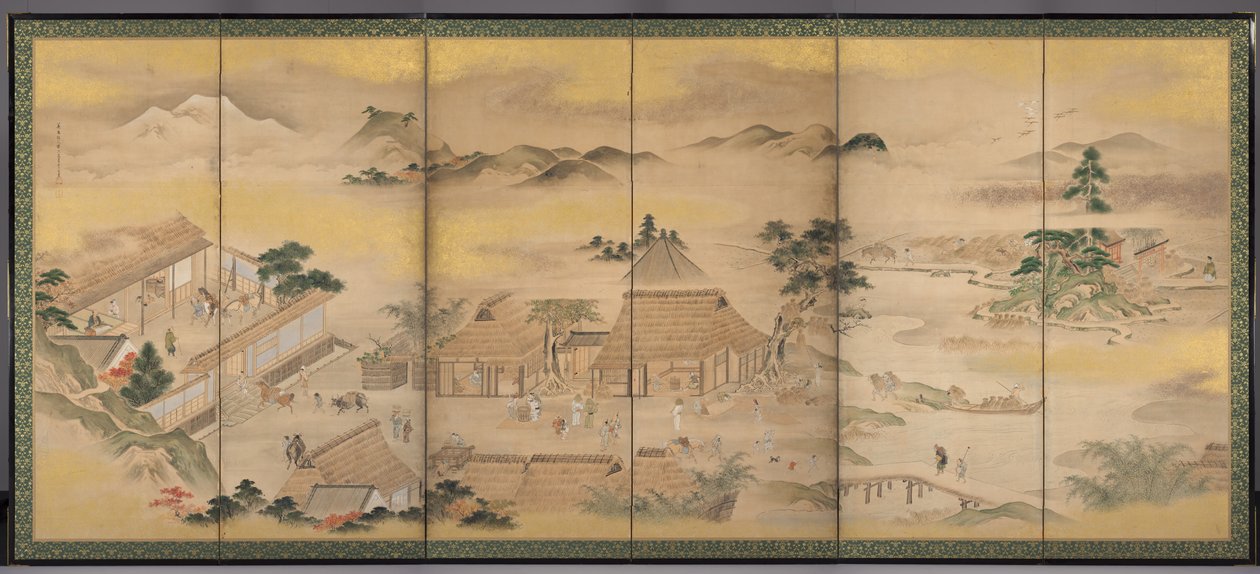 Primavera e Outono Agricultura Outono, 1700. de Ko Sukoku