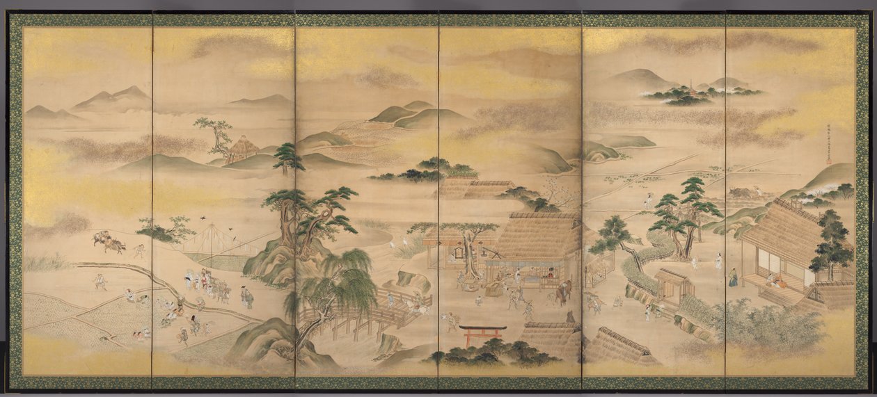 Primavera e Outono Agricultura Primavera, 1700. de Ko Sukoku
