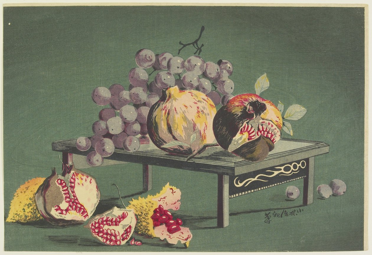 Romãs e Uvas, 1879-1881 de Kobayashi Kiyochika