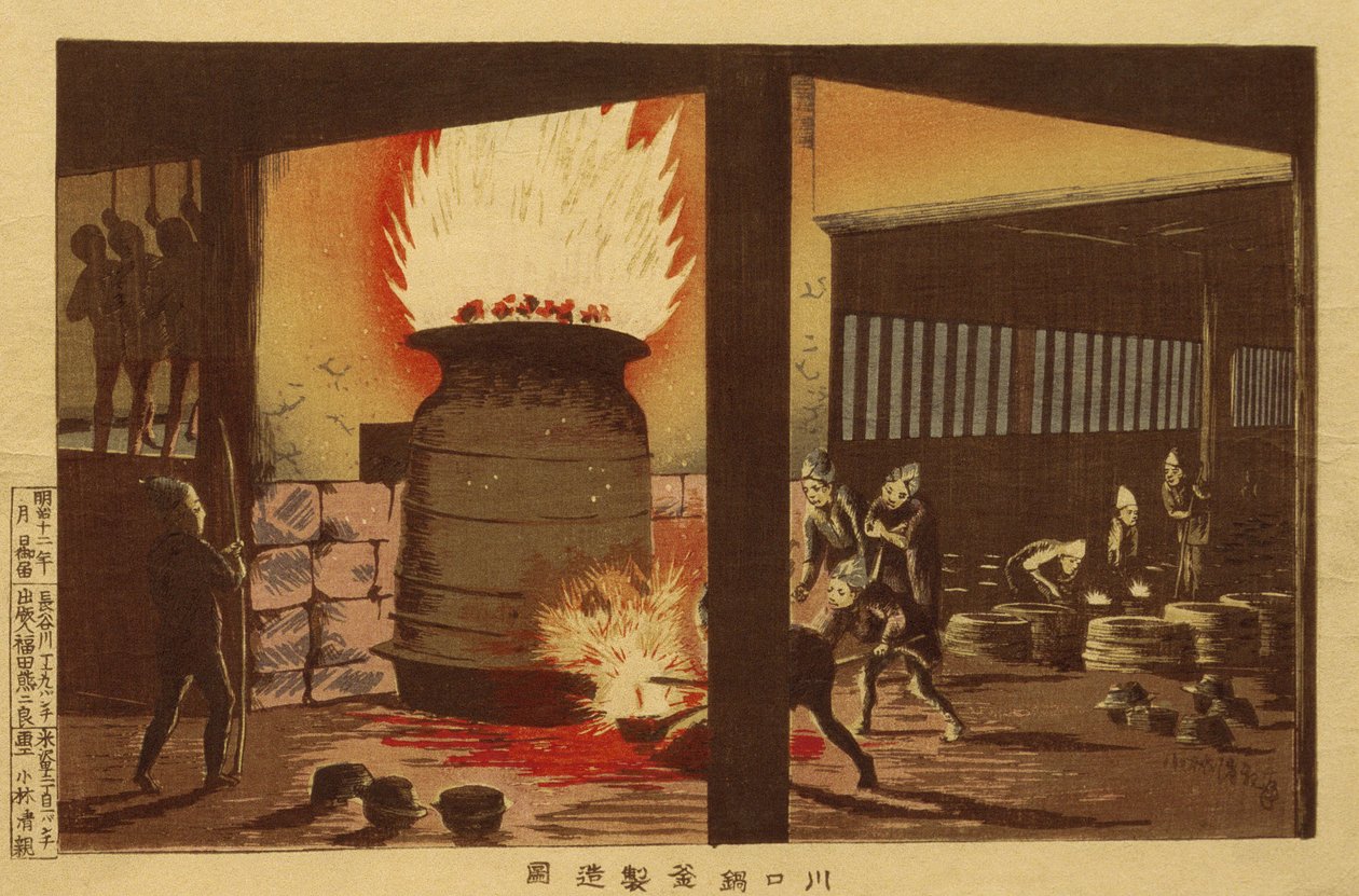 Fabrico de panelas e chaleiras em Kawaguchi de Kobayashi Kiyochika