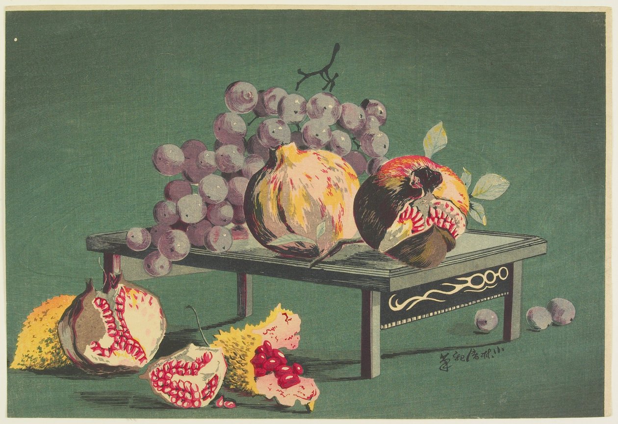 Romãs e uvas de Kobayashi Kiyochika