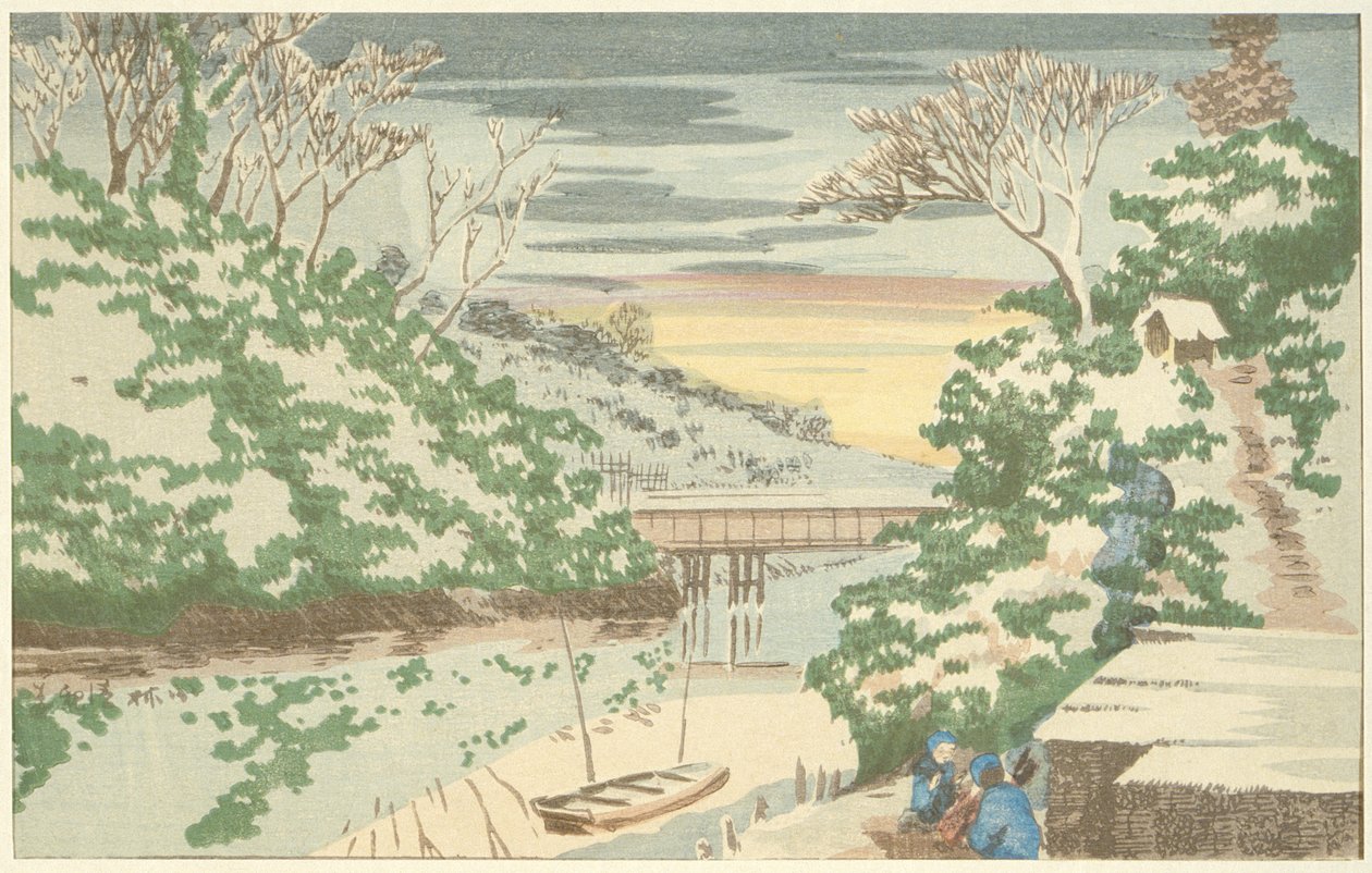 Neve em Ochanomizu de Kobayashi Kiyochika