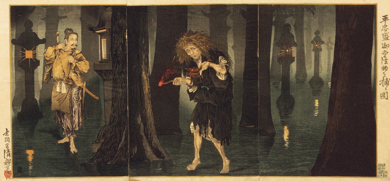 Taira no Tadamori captura o sacerdote de Midō de Kobayashi Kiyochika