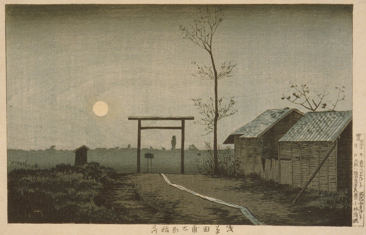O santuário Tarō Inari nos arrozais de Asakusa de Kobayashi Kiyochika