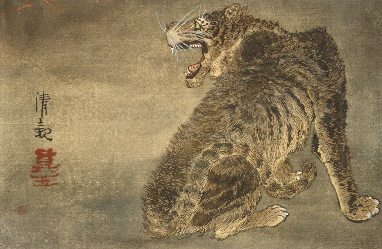 Tigre e relâmpago de Kobayashi Kiyochika