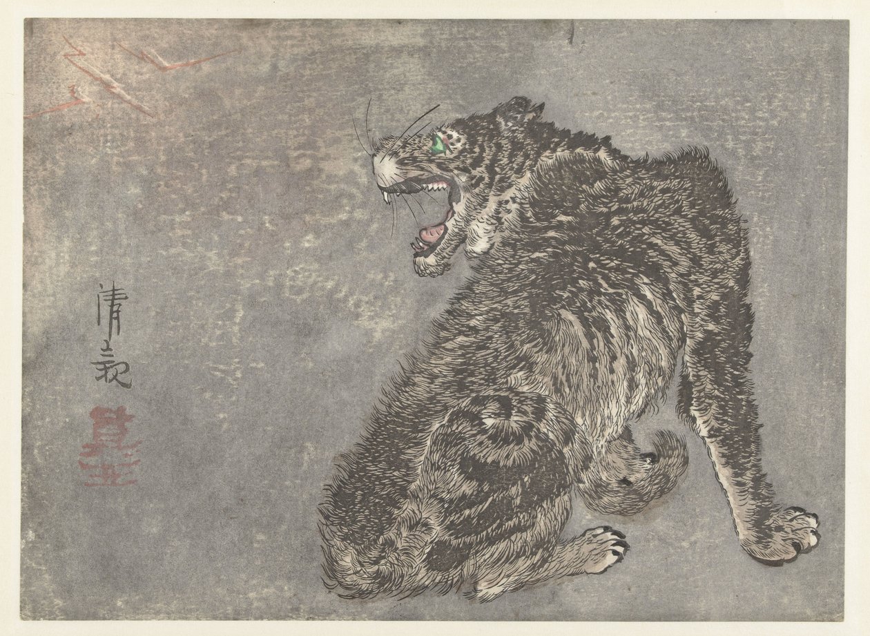 Tigre e relâmpago de Kobayashi Kiyochika