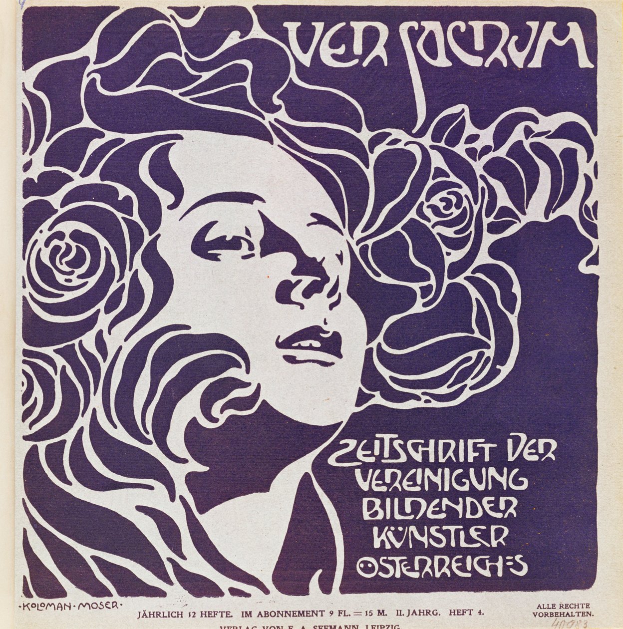 Capa do 4º número de 1899 de Ver Sacrum, a revista dos artistas do movimento Art Nouveau Sezession ... de Koloman Moser