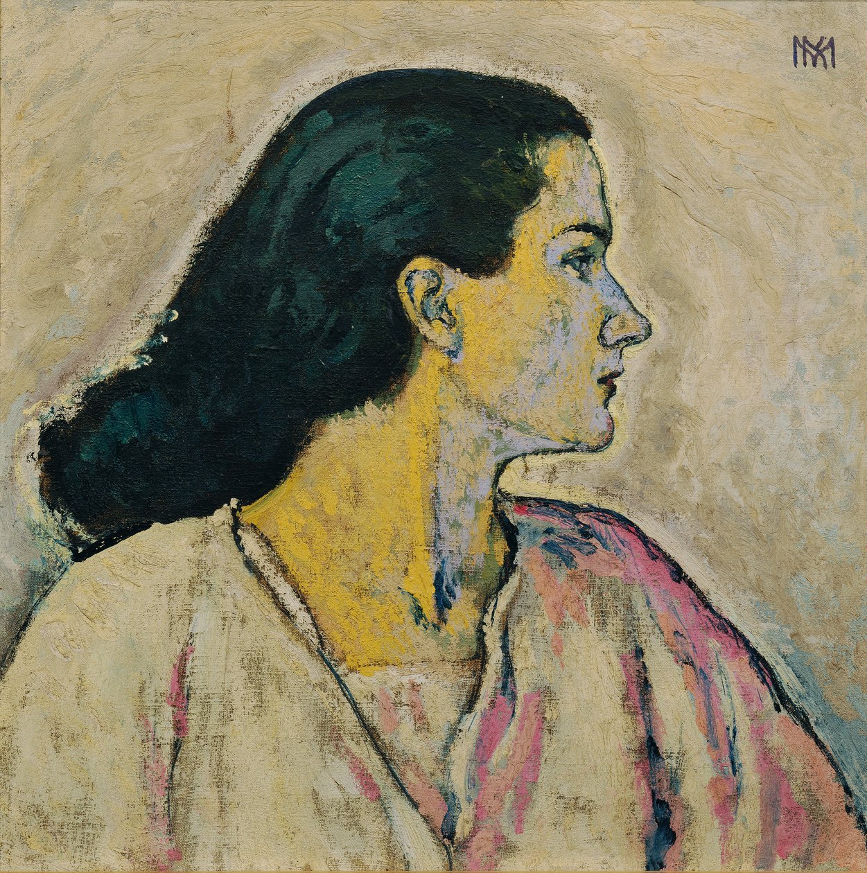 Retrato de uma mulher em perfil de Koloman Moser