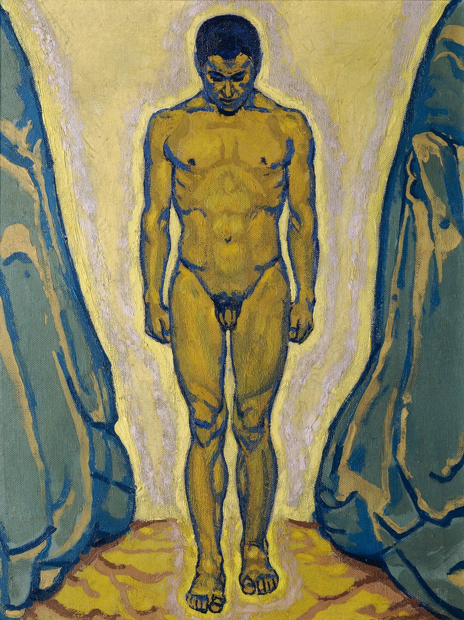 Nu masculino em pé entre rochas, c. 1915. de Koloman Moser