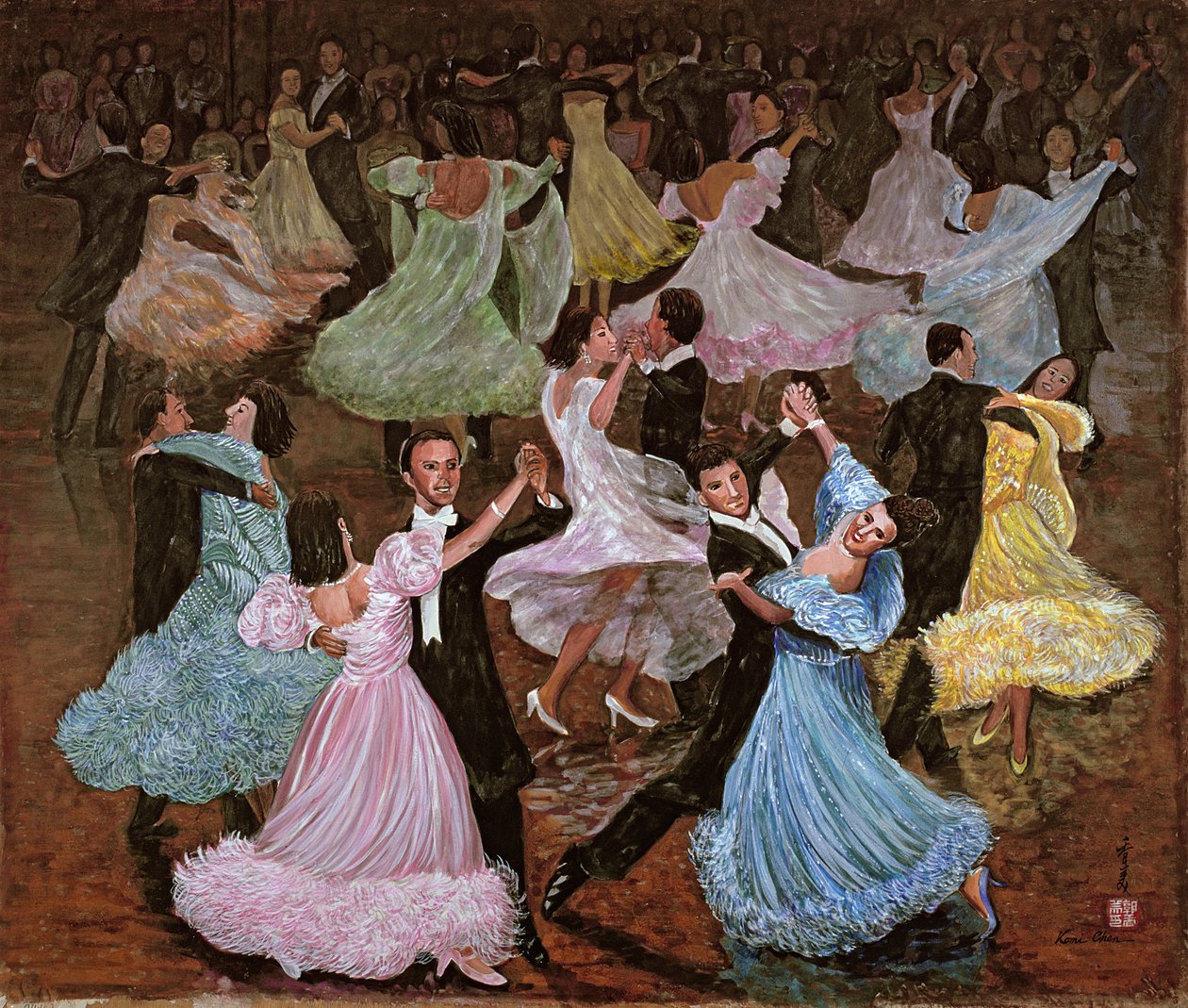 Dança de salão, 1993 (guache em seda) de Komi Chen