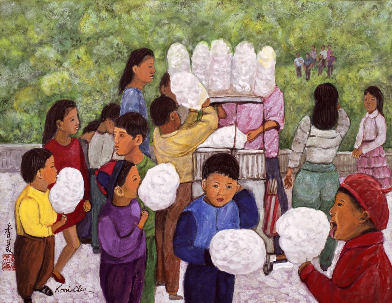 Algodão Doce, 1992 (guache sobre seda) de Komi Chen