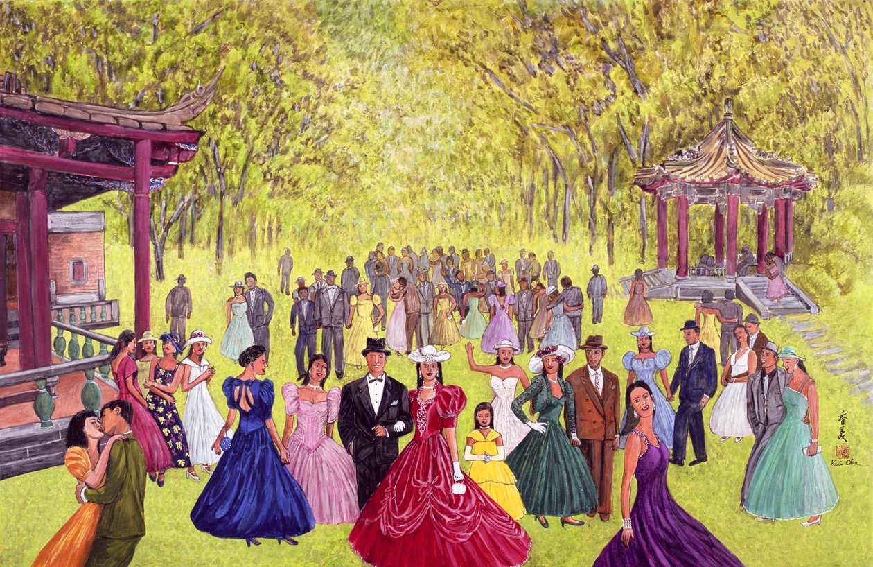 Elegant Garden Ball, 1996 (guache sobre papel de arroz) de Komi Chen