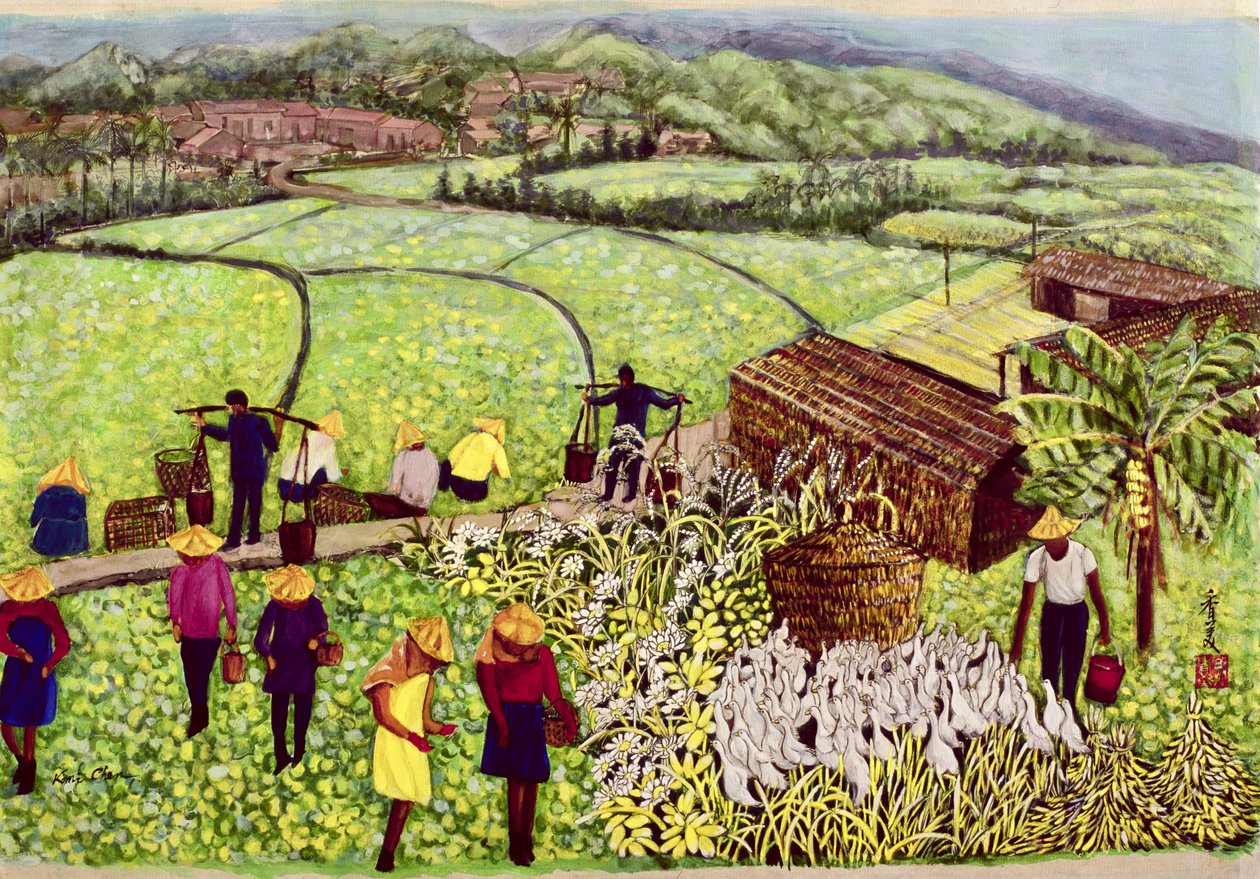 Pastoral, 1992 (guache em seda) de Komi Chen