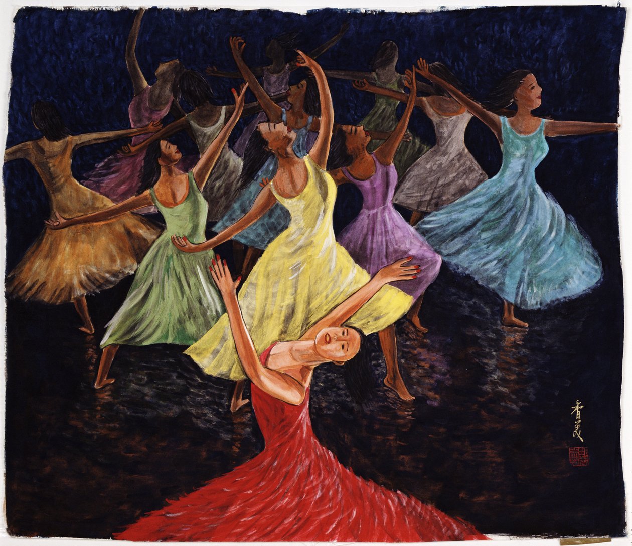 Palco Apresentação, 1994 (guache em seda) de Komi Chen