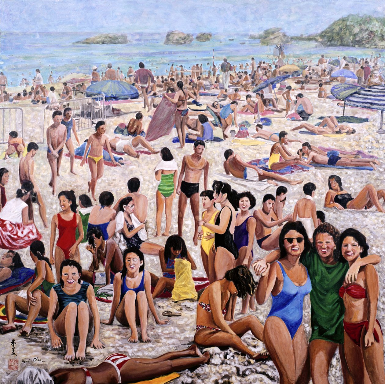 Banho de sol, 1987 (guache sobre seda) de Komi Chen