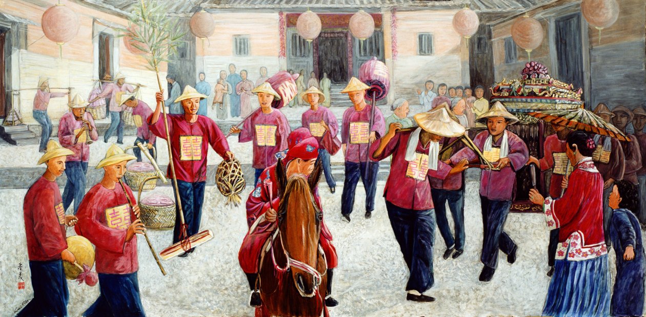 Casamento Tradicional, 1997 (guache em seda) de Komi Chen