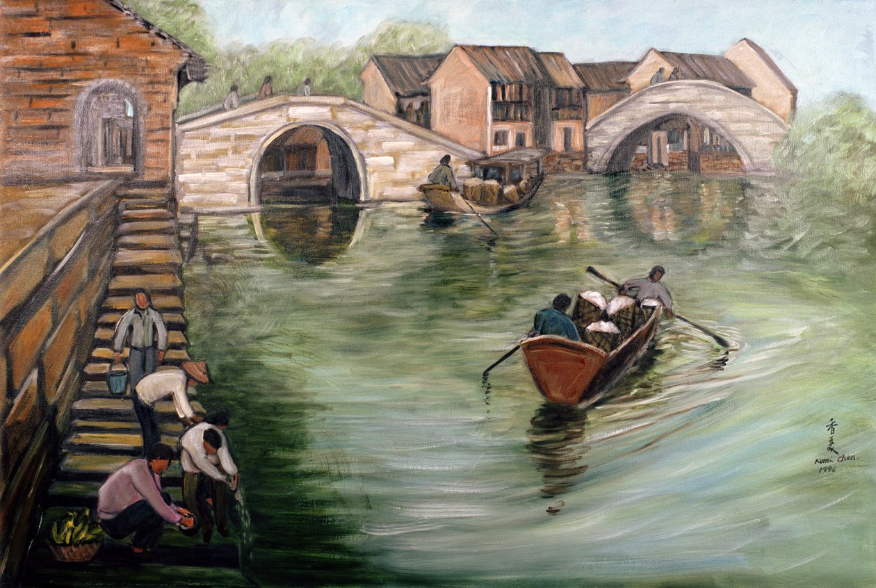 Lavando roupas pelo córrego, 1995 de Komi Chen