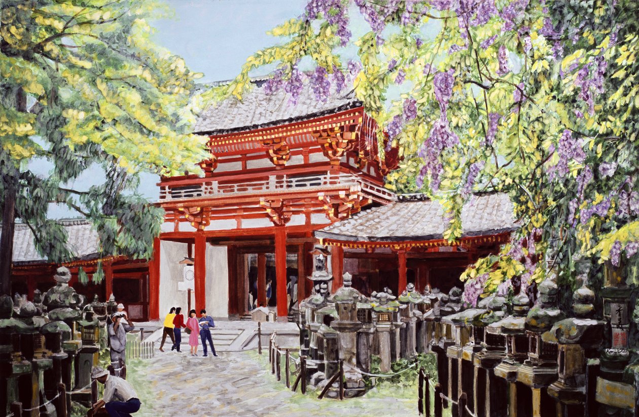 Quando Wisterias Blossom, 1989 (guache em papel de arroz) de Komi Chen