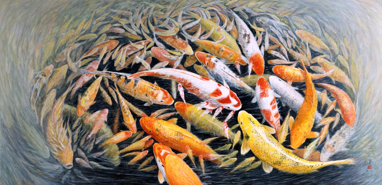 Vida confinada, 2013 (guache oriental em papel de arroz) de Komi Chen
