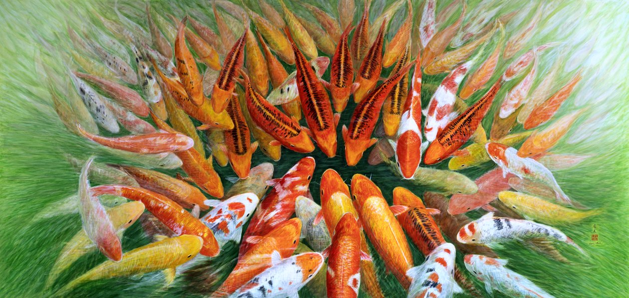 Confrontação, 2012 (Guache Oriental sobre papel de arroz) de Komi Chen