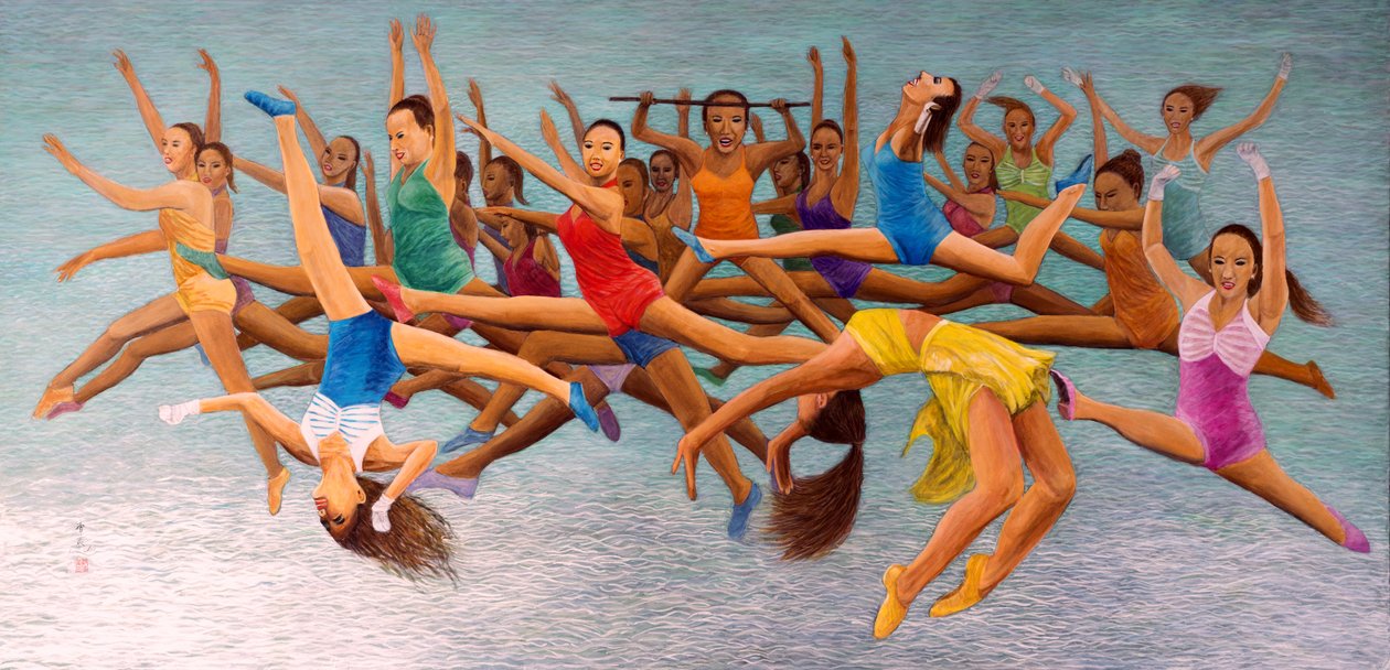 Leaping High, 2014 (guache oriental em papel de arroz) de Komi Chen