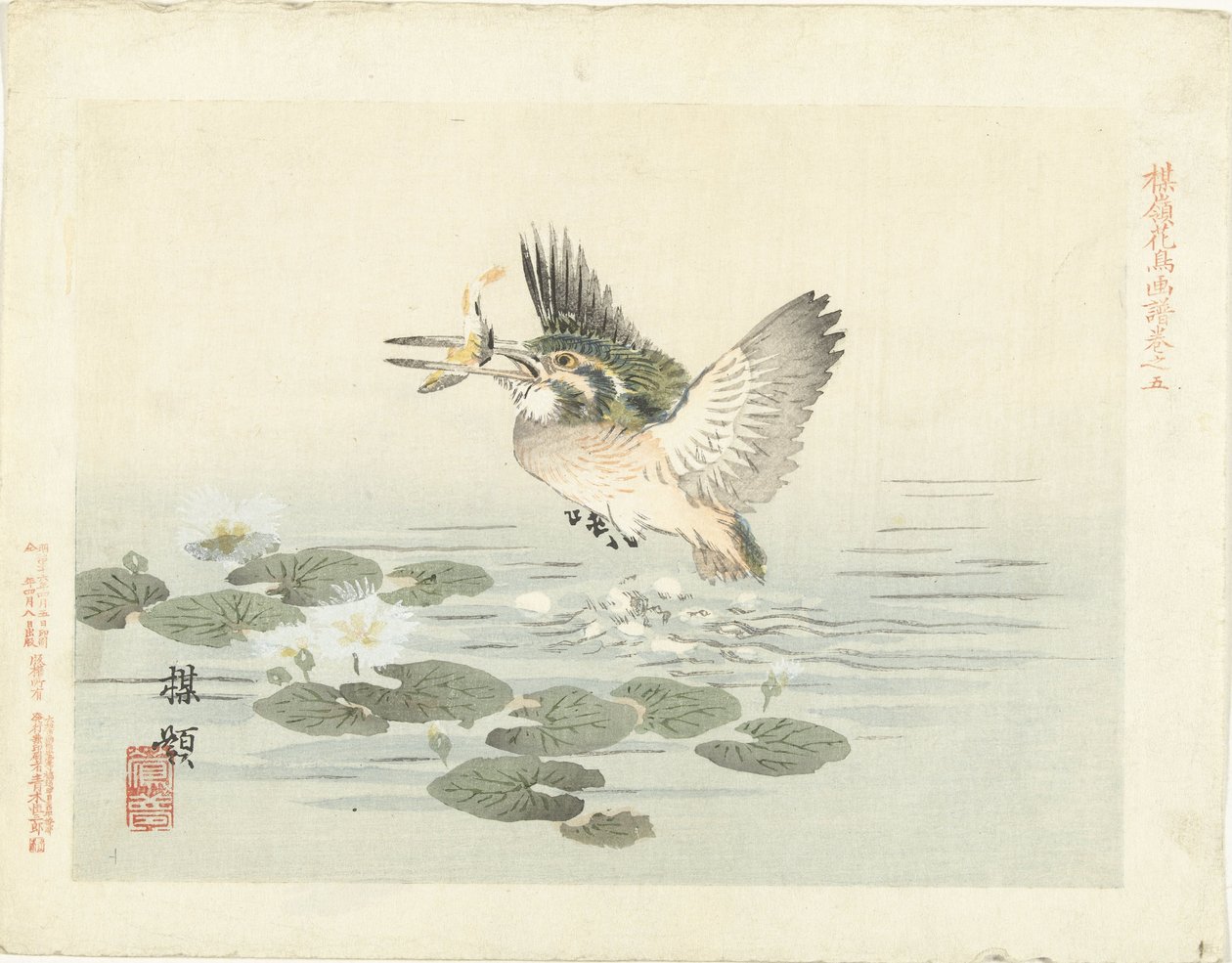 Kingfisher
Esboços de flores e pássaros da Bairei (título da série)
Barei kacho gafu (título da série sobre o objecto) de Kono Bairei