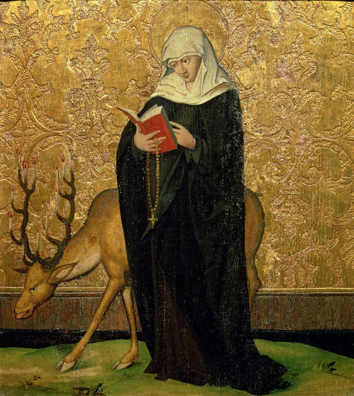 Saint fêmea com um veado de Konrad Witz