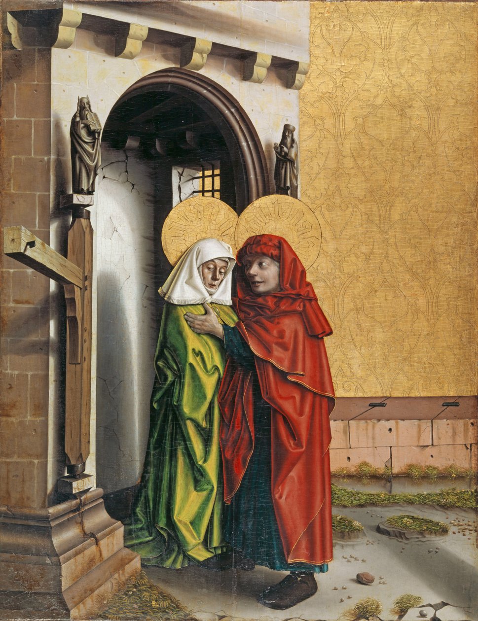 Joachim e Anne no Golden Gate, c.1437-40 (técnica mista em madeira) de Konrad Witz