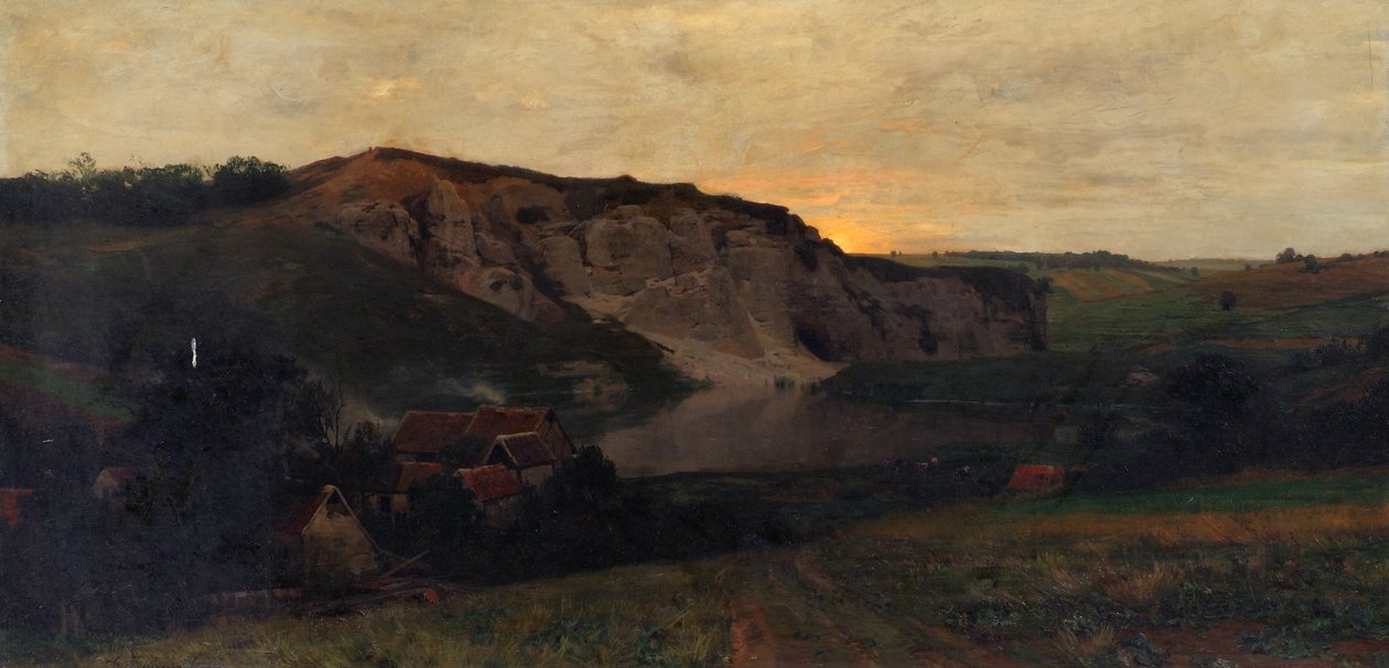 Paisagem rochosa com um lago de Konrad Ludwig Lessing