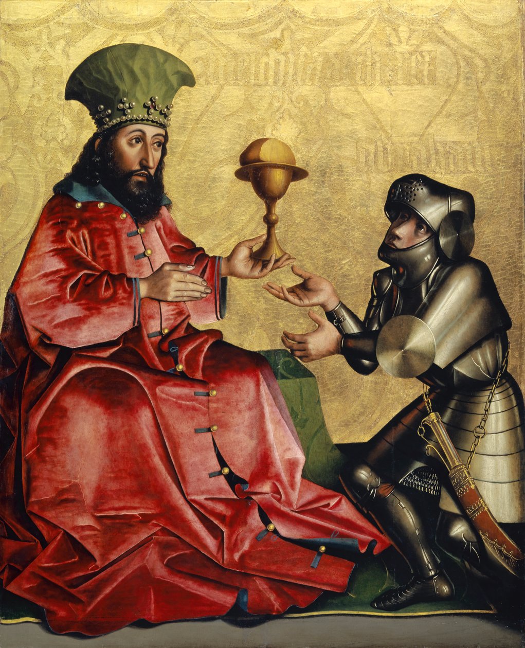 Abraão diante de Melquisedeque do retábulo de Heilspiegel, c.1435 (mídia mista sobre painel de carvalho) de Konrad Witz