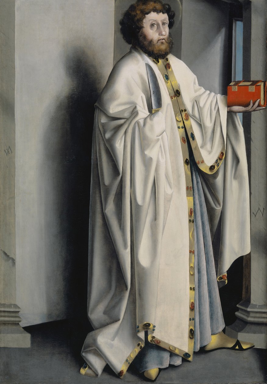 São Bartolomeu do Retábulo de Heilspiegel, c.1435 (mídia mista sobre painel de carvalho) de Konrad Witz