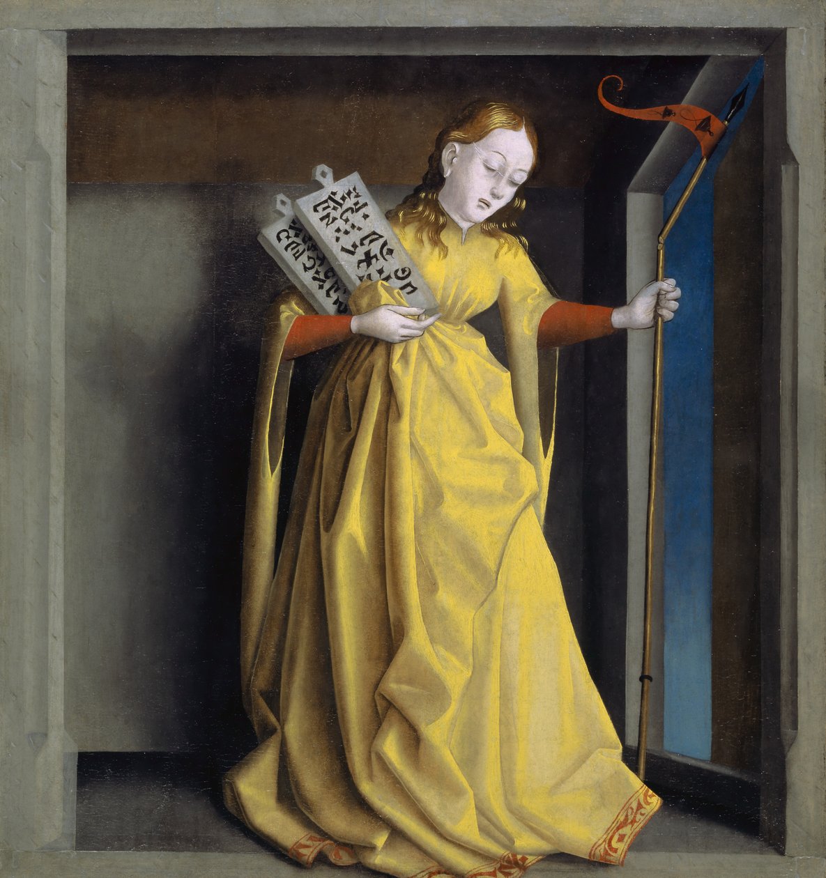 Sinagoga do Retábulo de Heilspiegel, c.1435 (mídia mista sobre painel de carvalho) de Konrad Witz