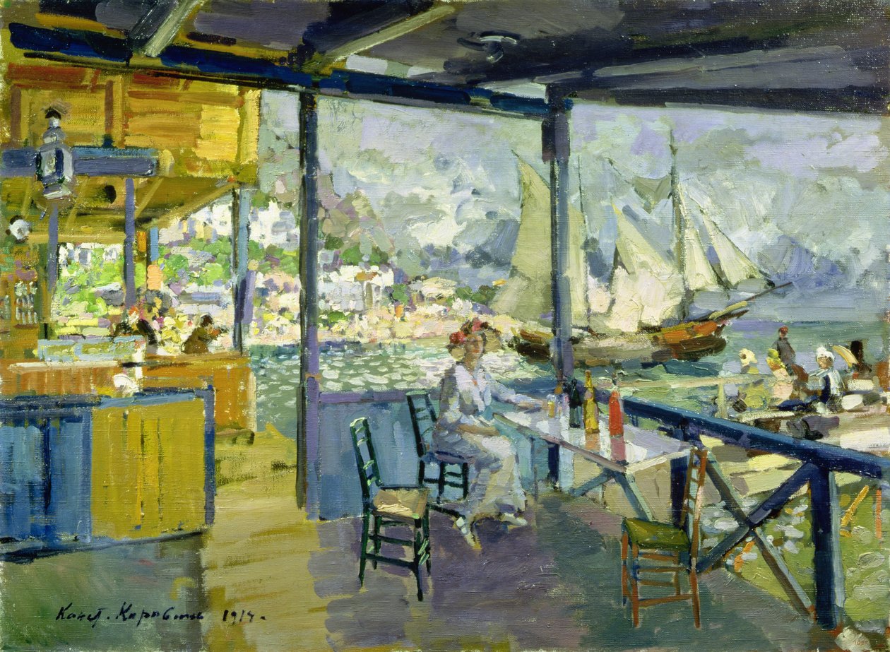 Um café em Gursuph, 1914 de Konstantin Alekseevich Korovin