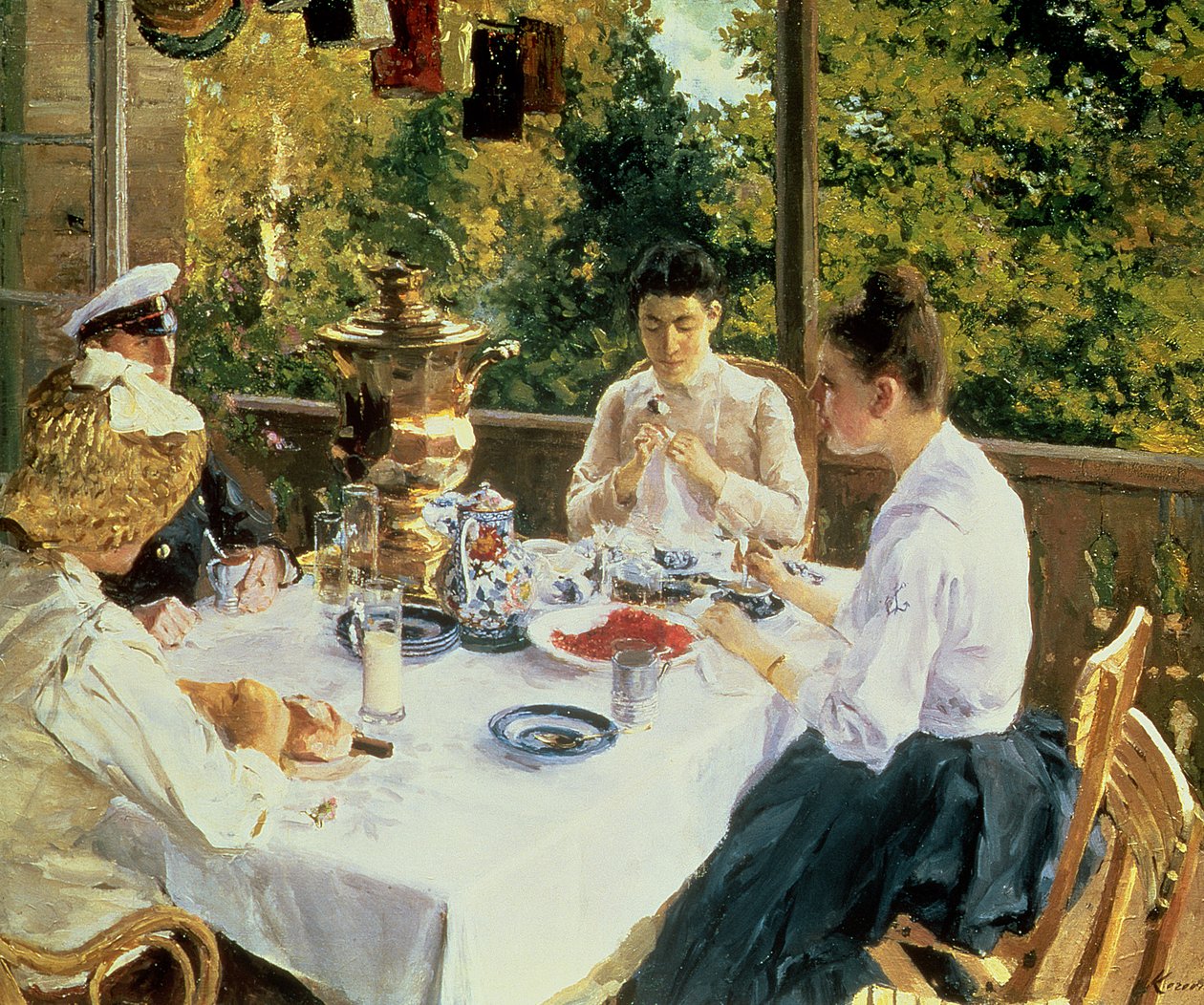 Na mesa de chá, 1888 de Konstantin Alekseevich Korovin