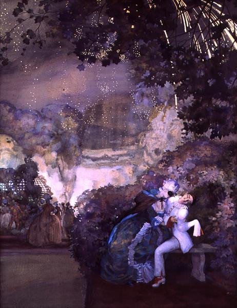 Fogo de artifício, 1910 (wc e guache sobre tela) de Konstantin Andreevic Somov