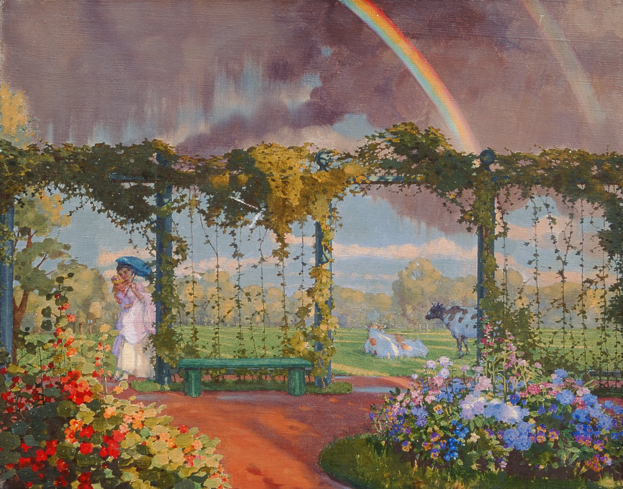 Paisagem com um arco-íris, 1915 de Konstantin Andreevic Somov