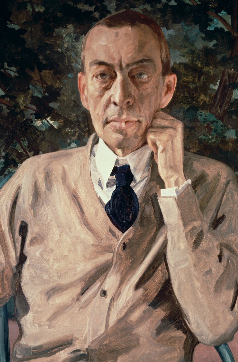 Retrato do compositor Sergei Vasilievich Rachmaninov (1873-1943) 1925 de Konstantin Andreevic Somov