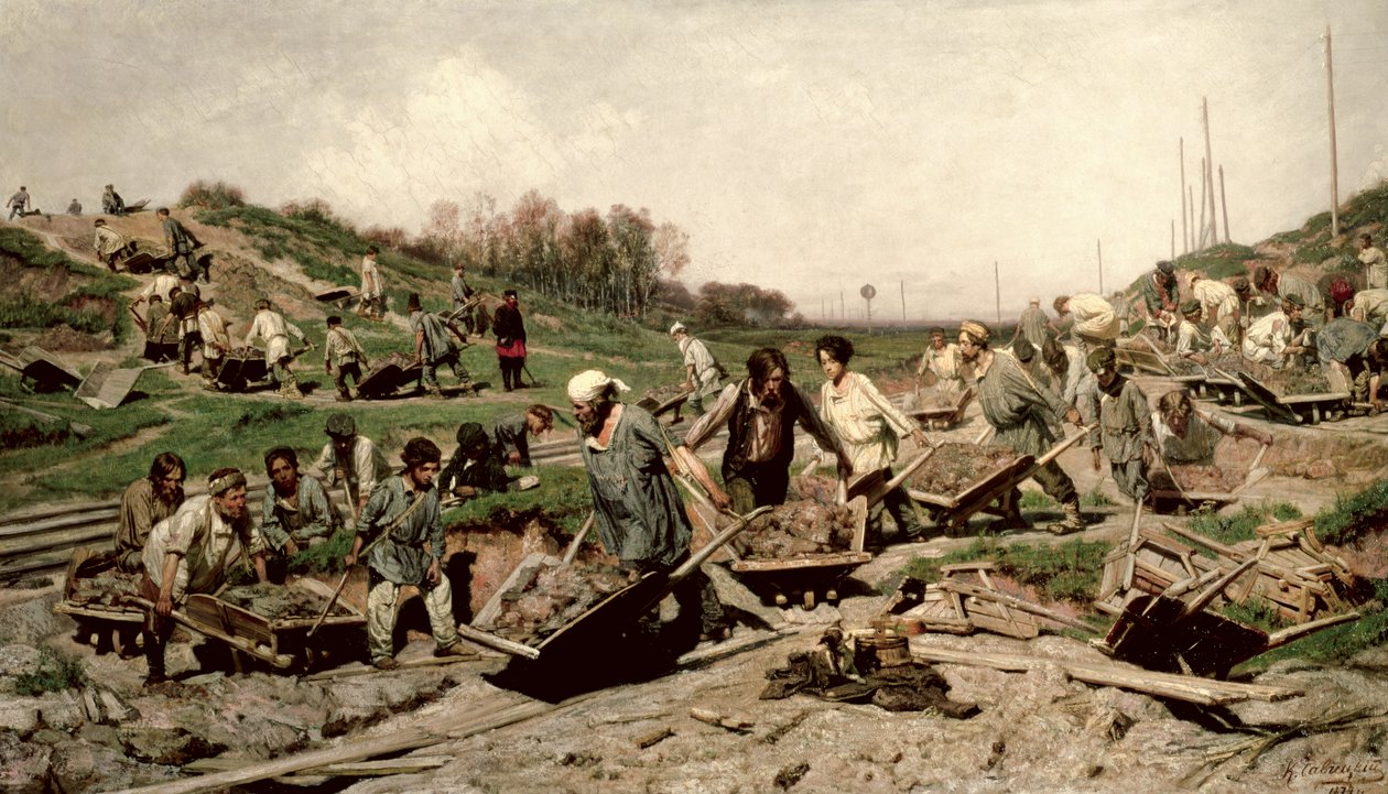 Reparando a Ferrovia, 1874 de Konstantin Apollonovich Savitsky