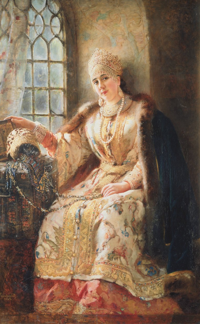 Esposa de Boyar na janela, 1885 de Konstantin Egorovich Makovsky