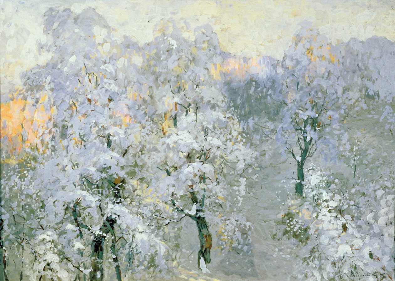 Árvores em prata invernal, 1910 de Konstantin Ivanovich Gorbatov
