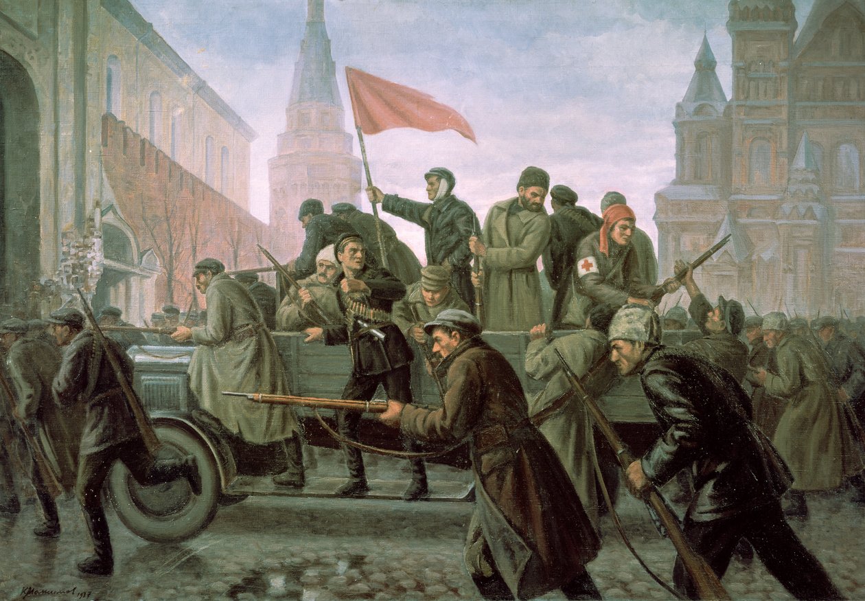 A tomada do Kremlin de Moscou em 1917, 1938 de Konstantin Ivanovich Maximov