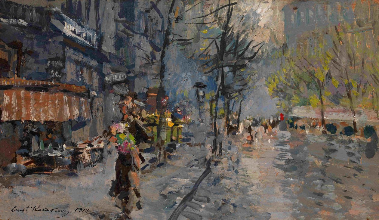 Uma rua em Paris, 1918 de Konstantin Alekseevich Korovin