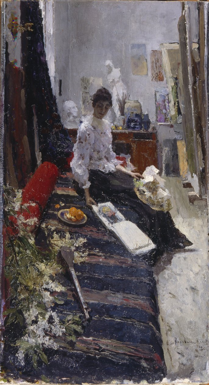 No estúdio de pintores de Konstantin Alekseevich Korovin