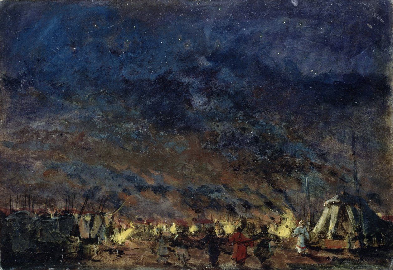 O campo polovtsiano. Cenografia da ópera Prince Igor de A. Borodin, 1914 de Konstantin Alekseevich Korovin