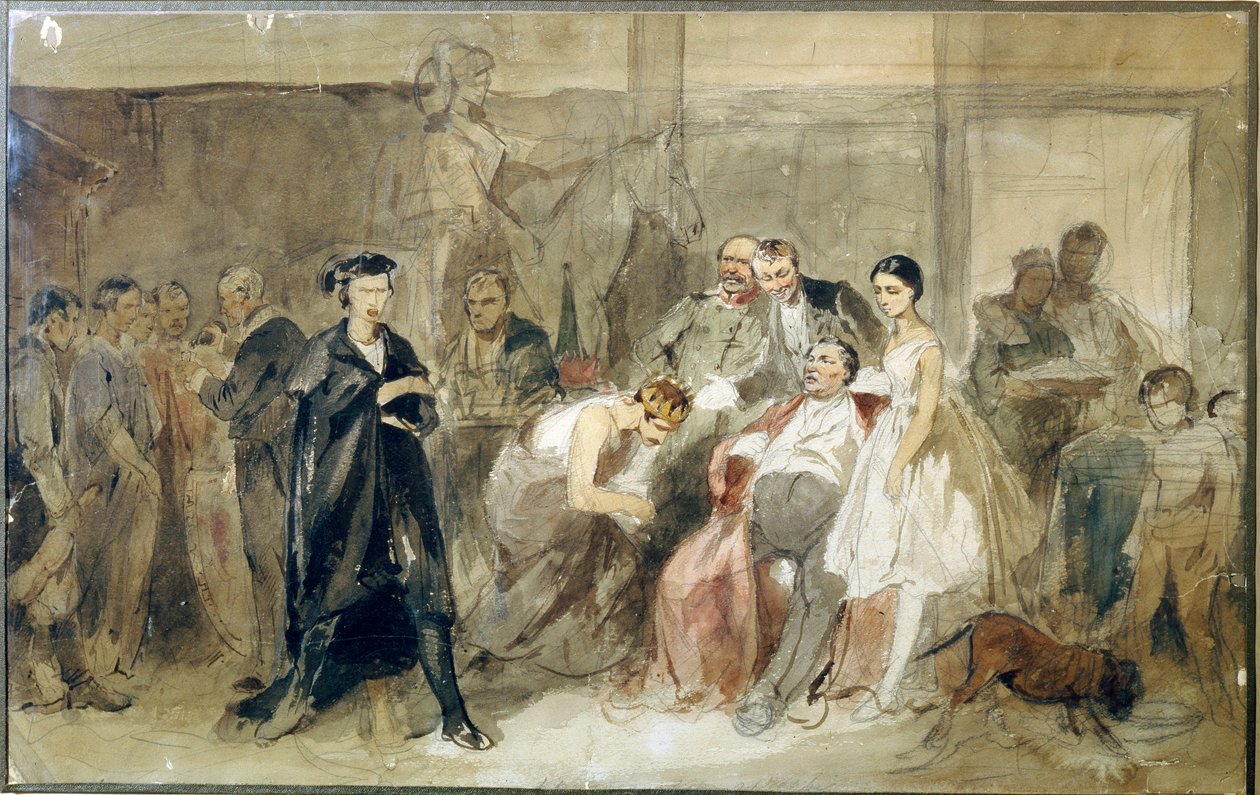 Derriere le rideau dans le serf teatro - Oeuvre de Konstantin Alexandrovich Trutovsky (Troutovsky) (1826-1893) - Atrás da cortina no serf teatro - Aquarelle sur papier - Art russe de Konstantin Alexandrovich Trutovsky