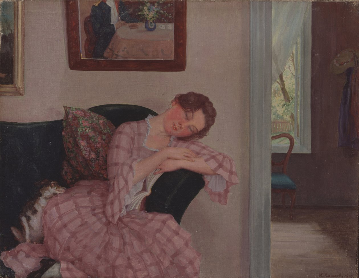 Uma senhora adormecida de rosa de Konstantin Andreevic Somov